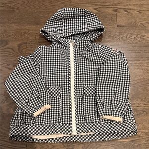 Moncler kids- Black & White Gingham Hooded Jacket -size 6